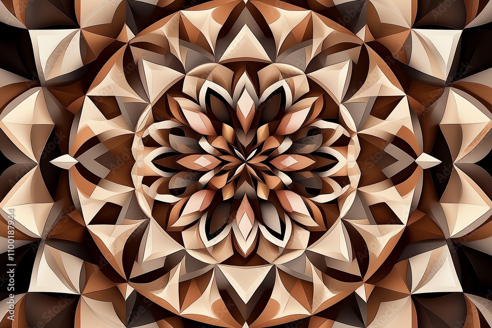 Poster a kaleidoscope of concentric geometric patterns in earth tones