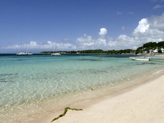 Idyllic beach in Sainte Anne, Guadeloupe. Plage du bourg with sea, sand and sun in Lesser antilles