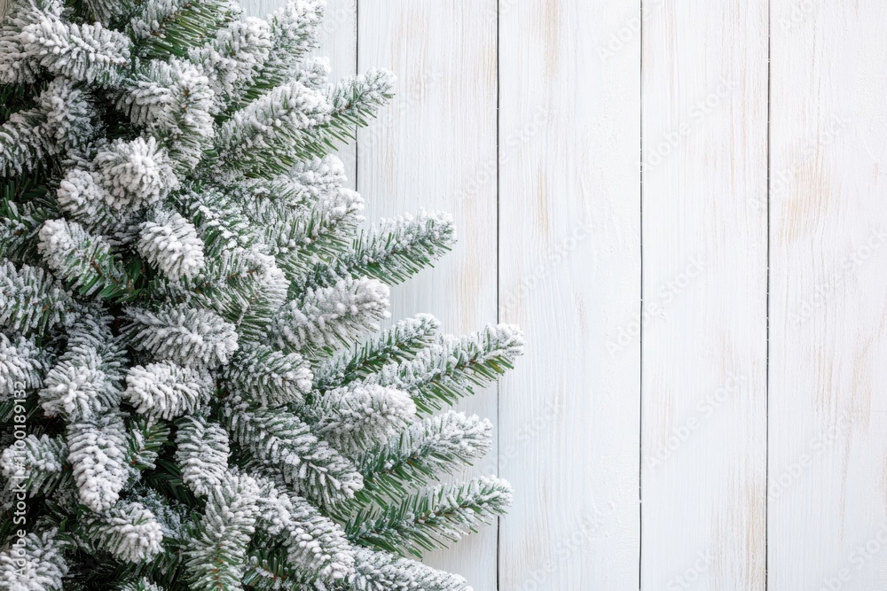 Poster close-up of a pine tree covered in snow