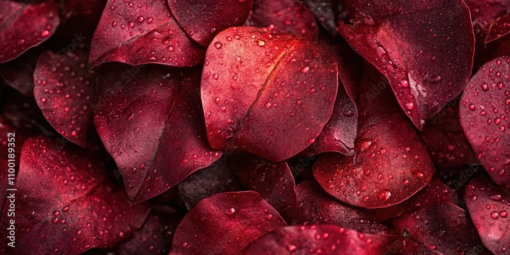 Poster a close-up shot of a bunch of red leaves, ideal for using in autumn or nature-themed designs