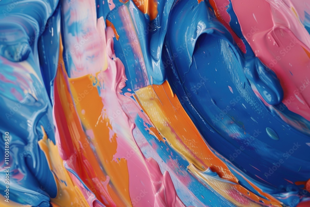 Poster a detailed view of a vibrant artwork displayed on a table