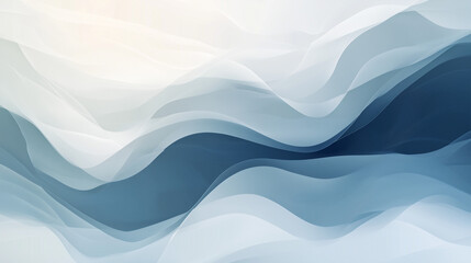 Obraz premium Abstract fluid waves in soft blue and white tones