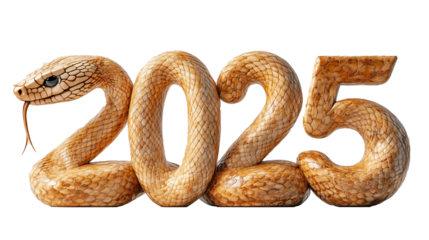 Shaped numerals depict a snake for the year 2025