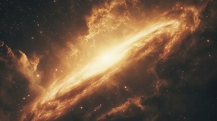 Obraz premium A mesmerizing 4K image of a galaxy spiraling in deep space, illuminated by countless stars and glowing interstellar clouds.