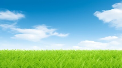 Obraz premium Lush Green Grass Under a Bright Blue Sky