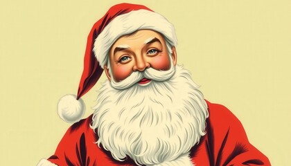 Timeless Tradition A Jolly Santa in His Iconic Red Suit, Complete with a Fluffy White Beard and Cheerful Spirit, Capturing the Essence of Holiday Joy.