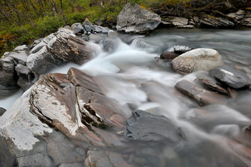 Silverfallet is a waterfall at the little village of Bjorkliden