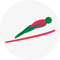 Ski jumping competition icon. Colorful sport sign
