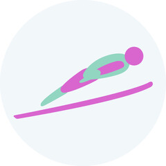 Ski jumping competition icon. Colorful sport sign