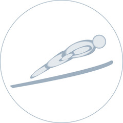 Ski jumping competition icon. Outline stroke.  