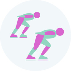 Short Track Speed Skating competition icon. Colorful sport sign. 