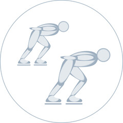 Short Track Speed Skating competition icon. Outline stroke.  