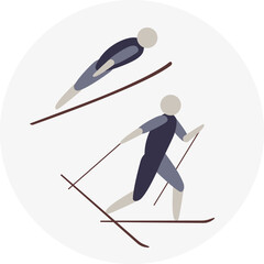 Nordic Combined competition icon. Colorful sport sign. 