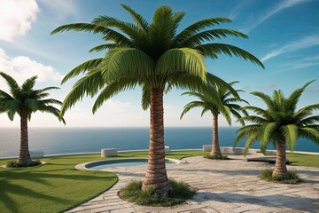 Fototapeta premium 3D Palm Tree Models for Tropical Digital Art and Architectural Design