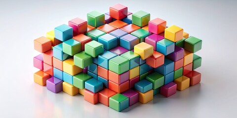 Colorful 3D Cube Structure, 3D Rendered, Abstract, Colorful Cubes, Geometric Shapes