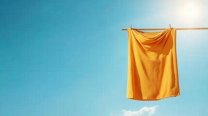 Shining clean laundry hanging in the sun, no stains, rural tranquility