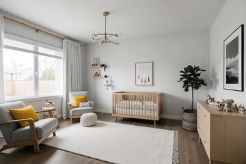 Scandinavian Style Minimalist Nursery Design Bright Cozy Space for Children