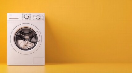 Washing machine drum filled with fresh, spotless clothes, perfect clean cycle