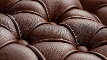 Luxurious brown leather upholstery with detailed stitching and texture