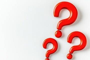 Red question marks on a white background