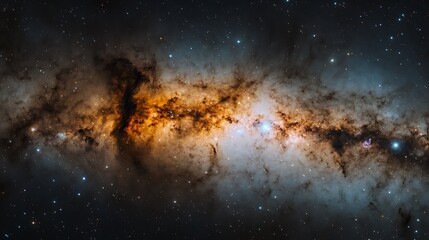 A stunning view of the Milky Way galaxy, showing intricate star clusters and radiant nebulae in vibrant colors. 