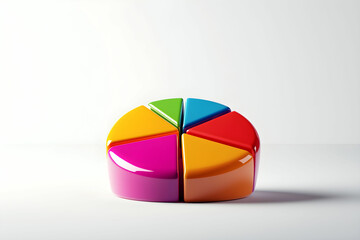 Obraz premium Colorful geometric pie chart display with vibrant segments on a minimalist background for visual representation of statistics and data analysis concepts
