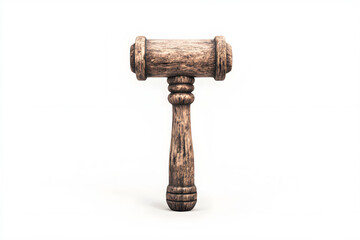 Realistic Wooden Gavel on a Plain Background Ideal for Legal and Judicial Themes, Symbolizing Justice, Authority, and Decision-Making in the Courtroom Environment