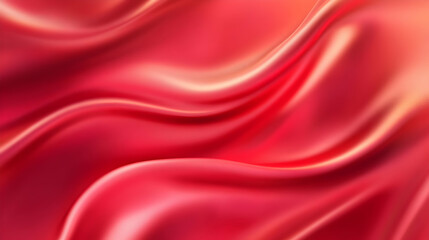 Obraz premium Abstract red silk fabric with soft waves and folds, creating a luxurious and elegant texture.