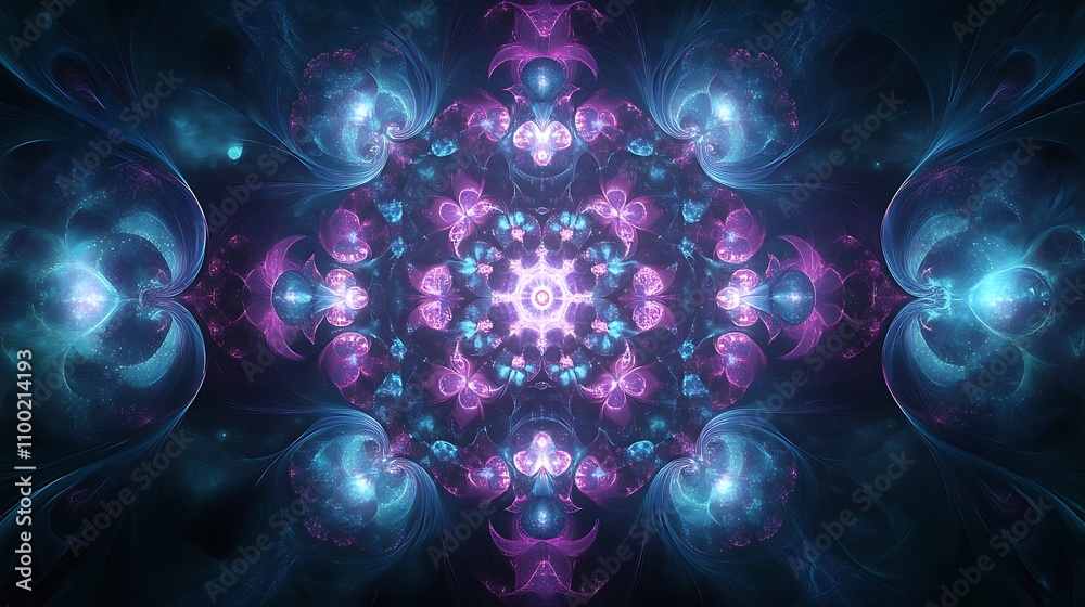 Poster mesmerizing fractal pattern with glowing colors creating a captivating visual experience