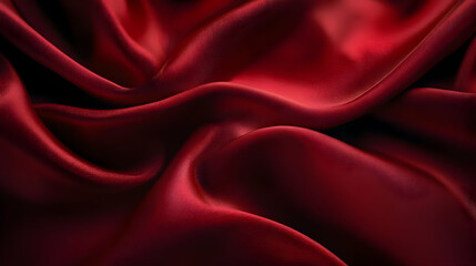 Obraz premium Luxurious red fabric with elegant folds and rich texture, perfect for backgrounds or fashion designs.