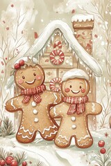 Fototapeta premium Gingerbread house Christmas art
