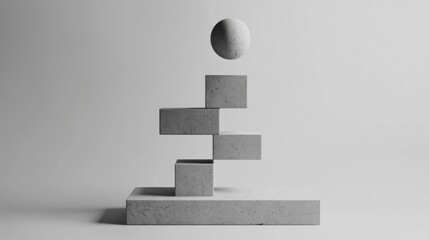 Conceptual depiction of equity with a series of stacked, varying-height blocks in a balanced arrangement against a plain backdrop, Photo of