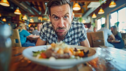 The unpleasant taste of a meal leads to disappointment.