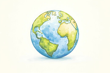 Fototapeta premium Beautiful Hand-Painted Globe on a Soft Background Illustrating Earth and Its Continents, Perfect for Educational and Environmental Themes