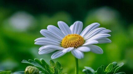 Fototapeta premium Lush Green Background Highlights Daisy Bloom