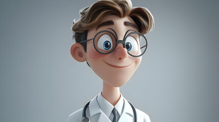 Smiling 3D Cartoon Doctor Illustration