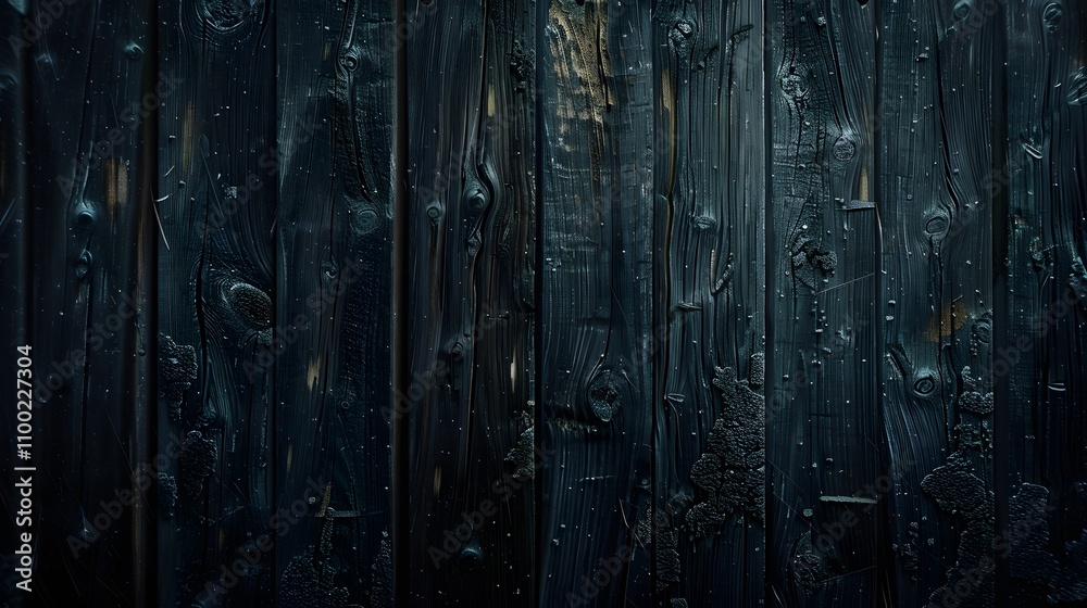 Aufkleber dark weathered wooden planks with textured surface highlighting natural patterns and grain, ideal fo