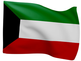 Kuwait flag 3d isolated on white.