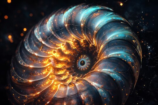 The universe contained within a nautilus shell slice