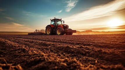 Obraz premium The beauty of rural life highlighted by an operational tractor.