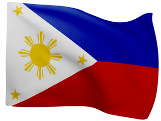 Philippines flag 3d isolated on white.