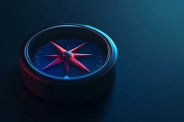 3D icon of a compass for navigation with a hint of dark blue
