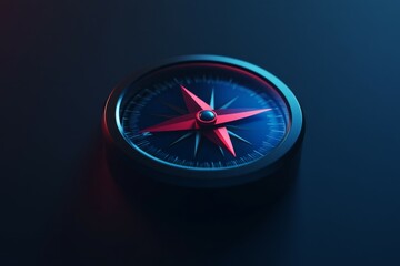 3D icon of a compass for navigation with a hint of dark blue