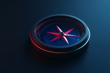 3D icon of a compass for navigation with a hint of dark blue