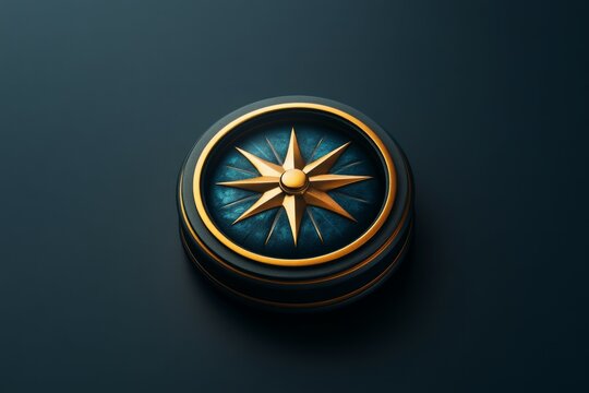 3D icon of a compass for navigation with a hint of dark blue