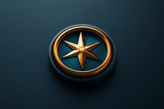 3D icon of a compass for navigation with a hint of dark blue