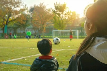Fototapeta premium Parents Encouraging Youth Football Players
