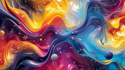 A vibrant, abstract background filled with swirling patterns, gradients, and...
