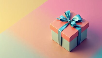 Obraz premium Colorful gift box with ribbon on a gradient background, for celebration concepts 