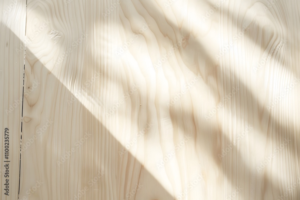 Poster light and shadow play on natural wood texture creating a soft and minimalist aesthetic in a bright i